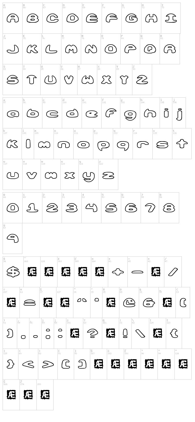 Obloquy font map