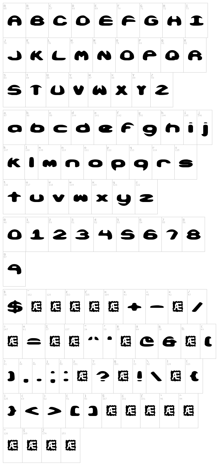 Obloquy font map