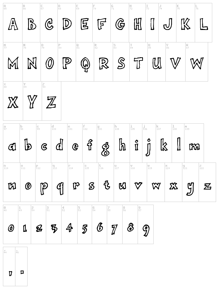 Onepunch Jim font map