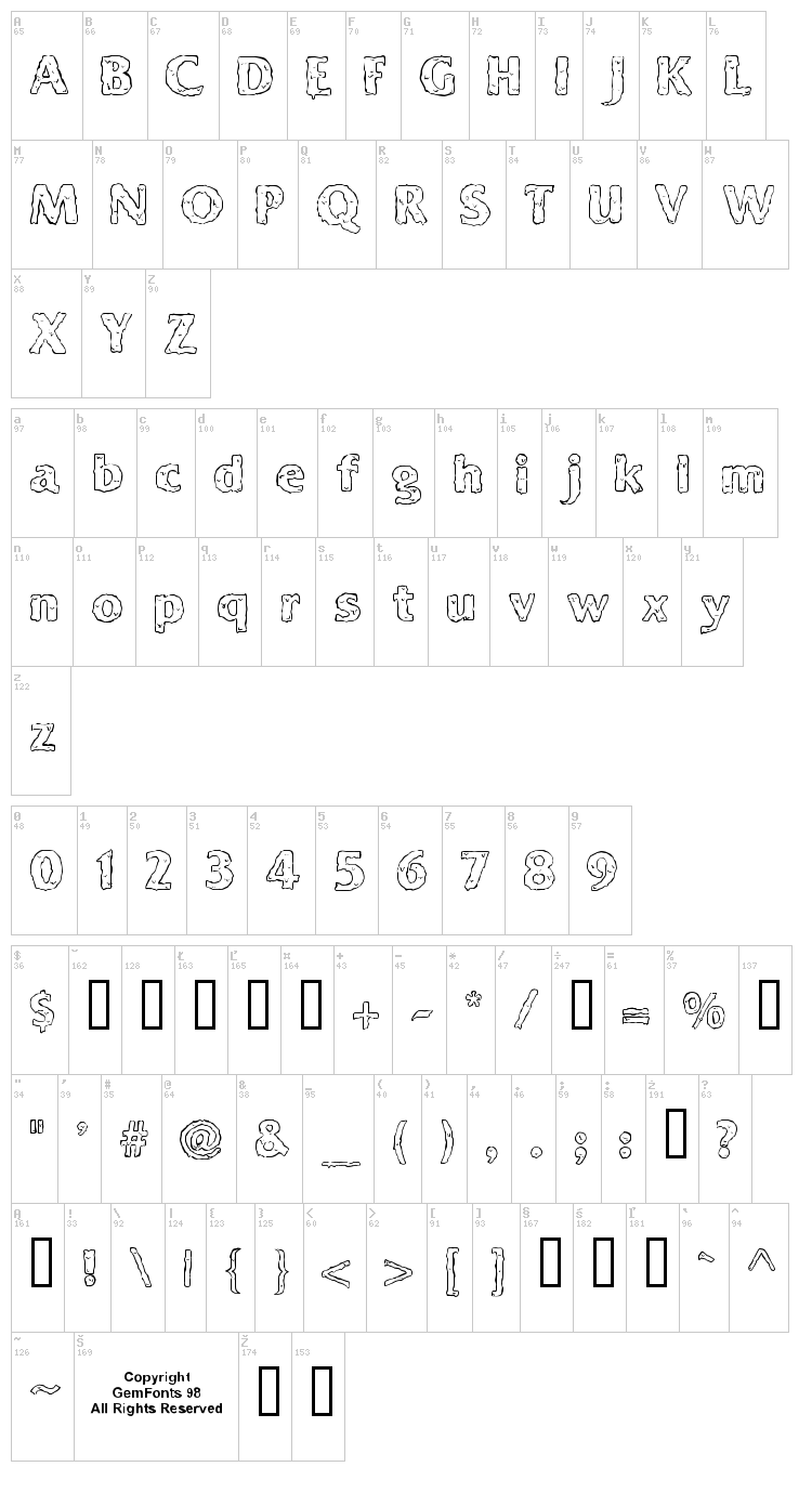 Ooky font map