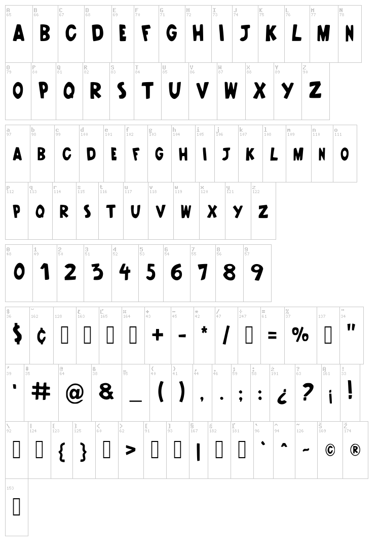 Open Season font map