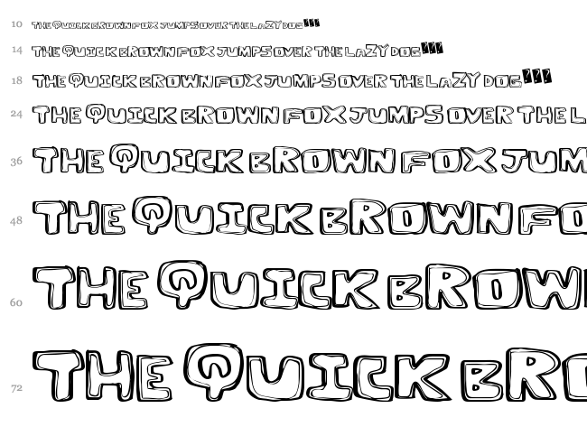 Outline Twelve font waterfall