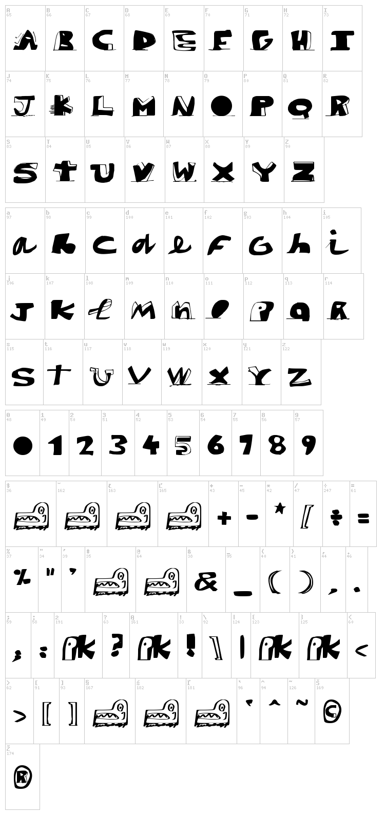 Paint Black font map