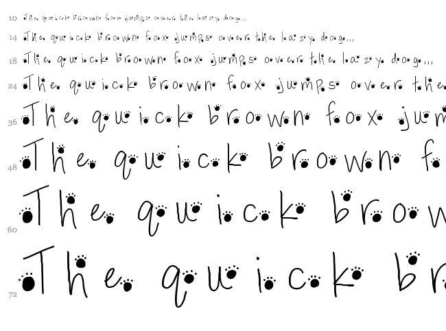 Paw Prints font waterfall