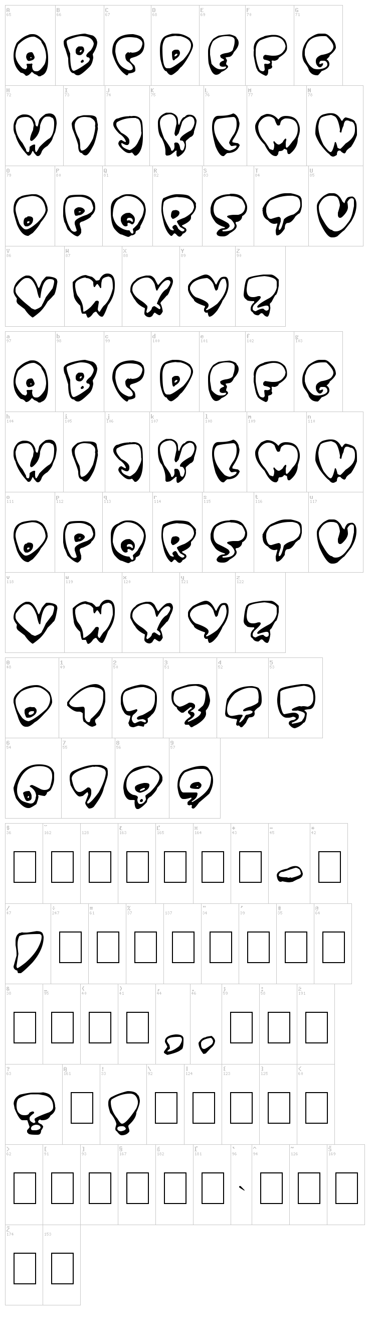 Poppy font map