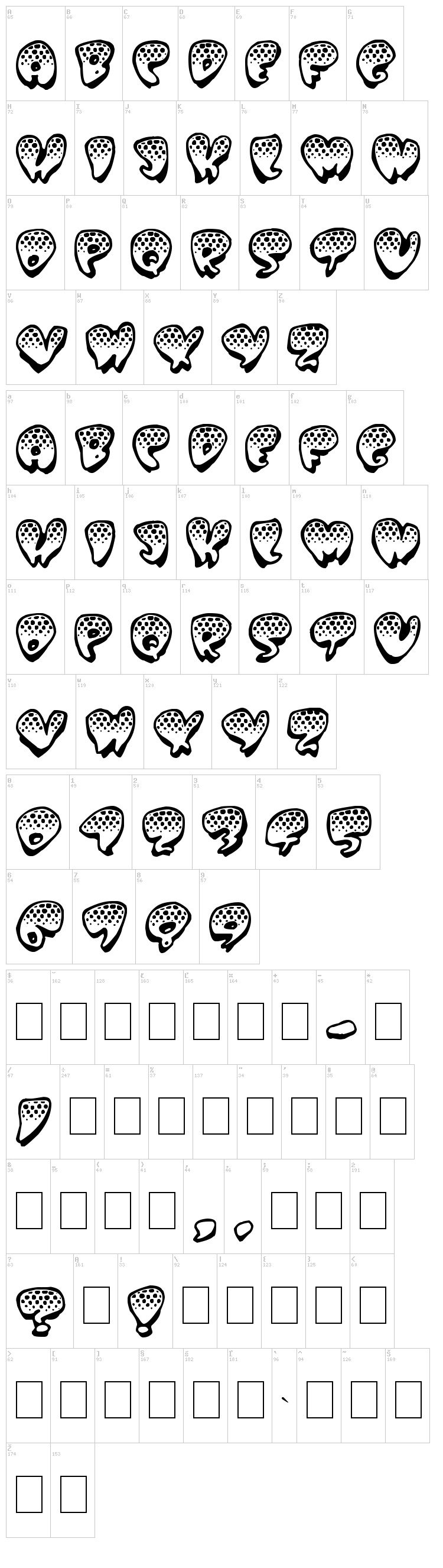 Poppy font map