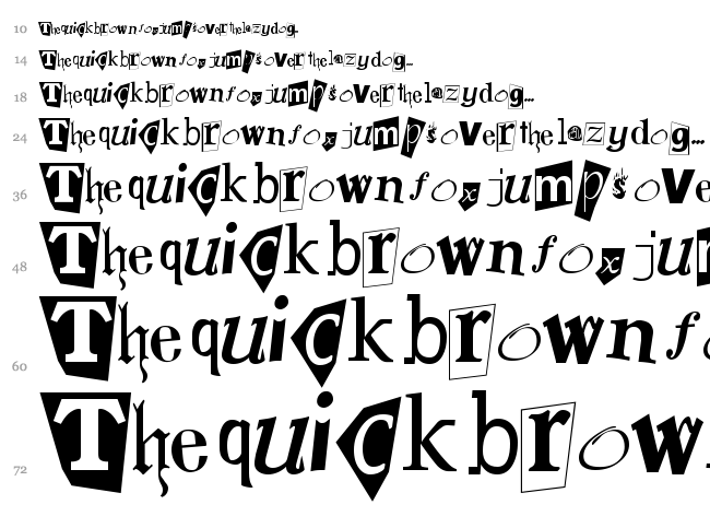 Ransom Note font waterfall