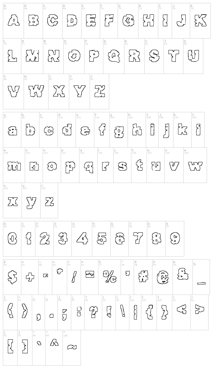 Raptor Attack font map