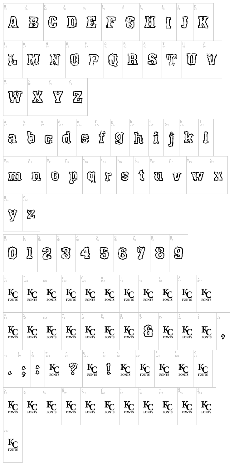 Rocky Shore font map