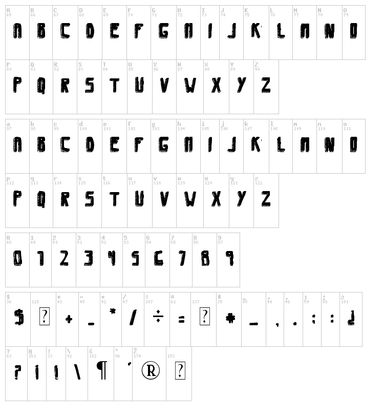 Savia Shadow font map