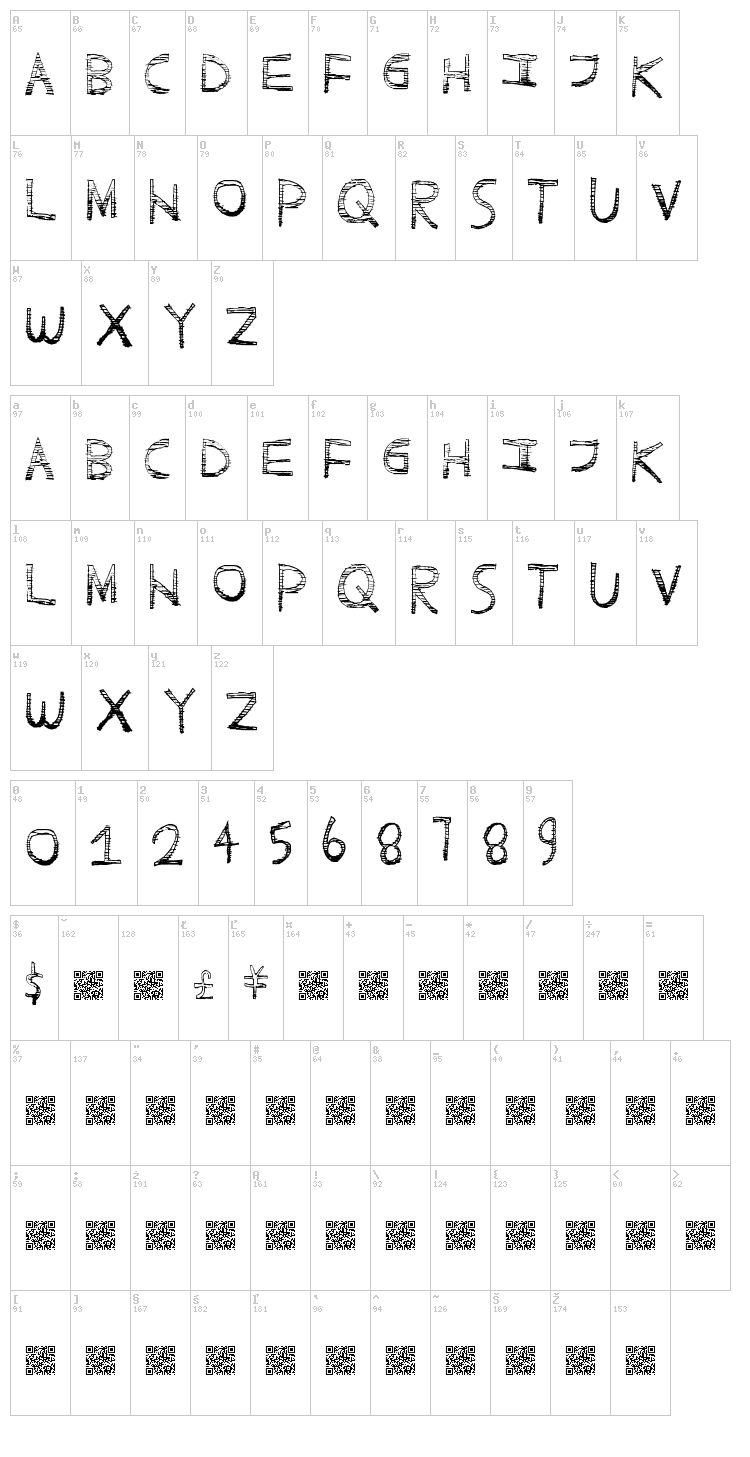 Scratchy Fun font map