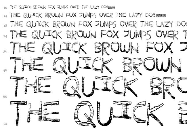 Scratchy Fun font waterfall