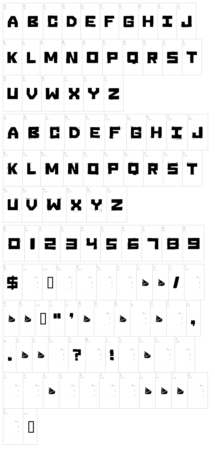 Sinking Ship font map