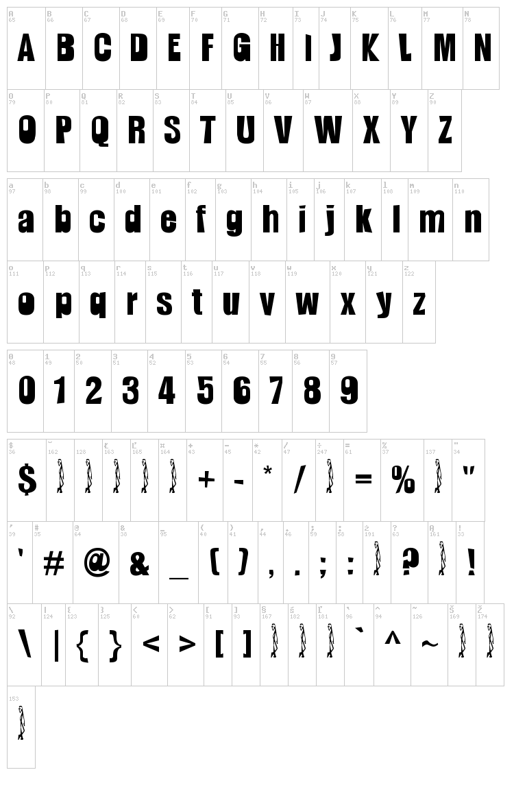 Slamming font map