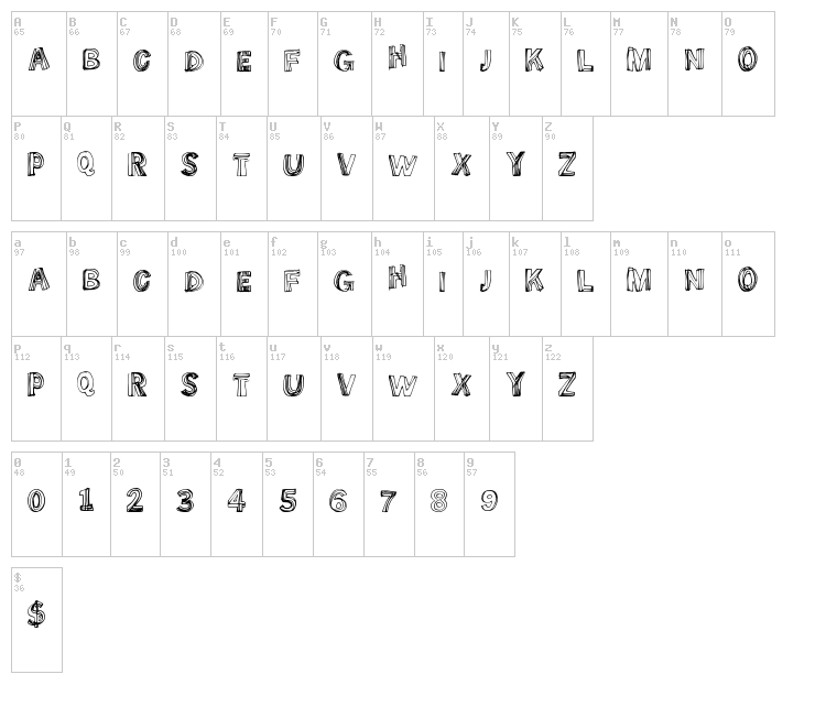 Some Lines font map