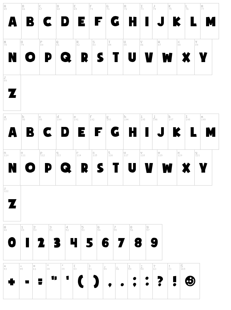 Soup of Justice font map