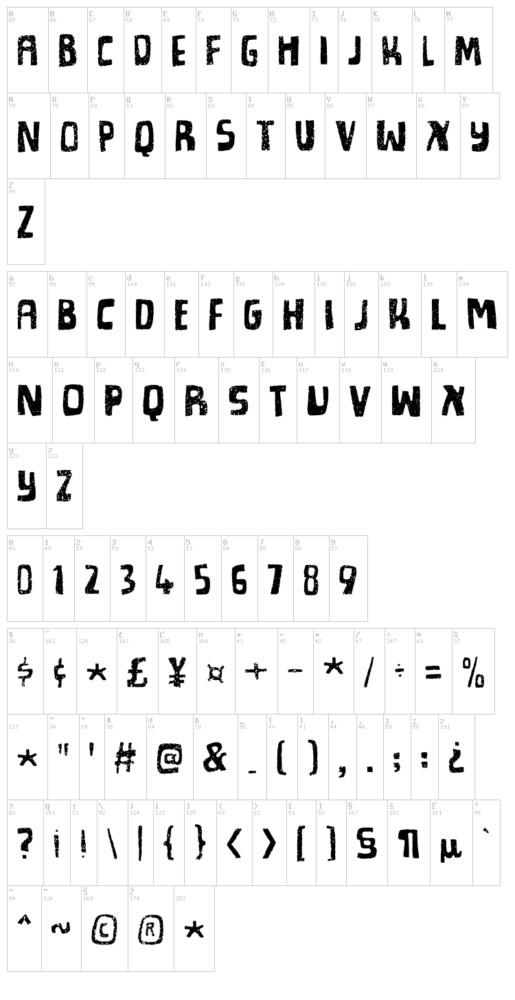 Spiced Cheese font map