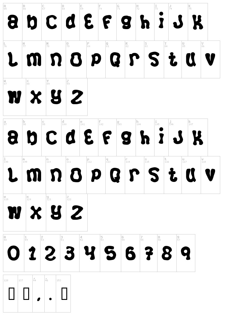 Squizzlie font map
