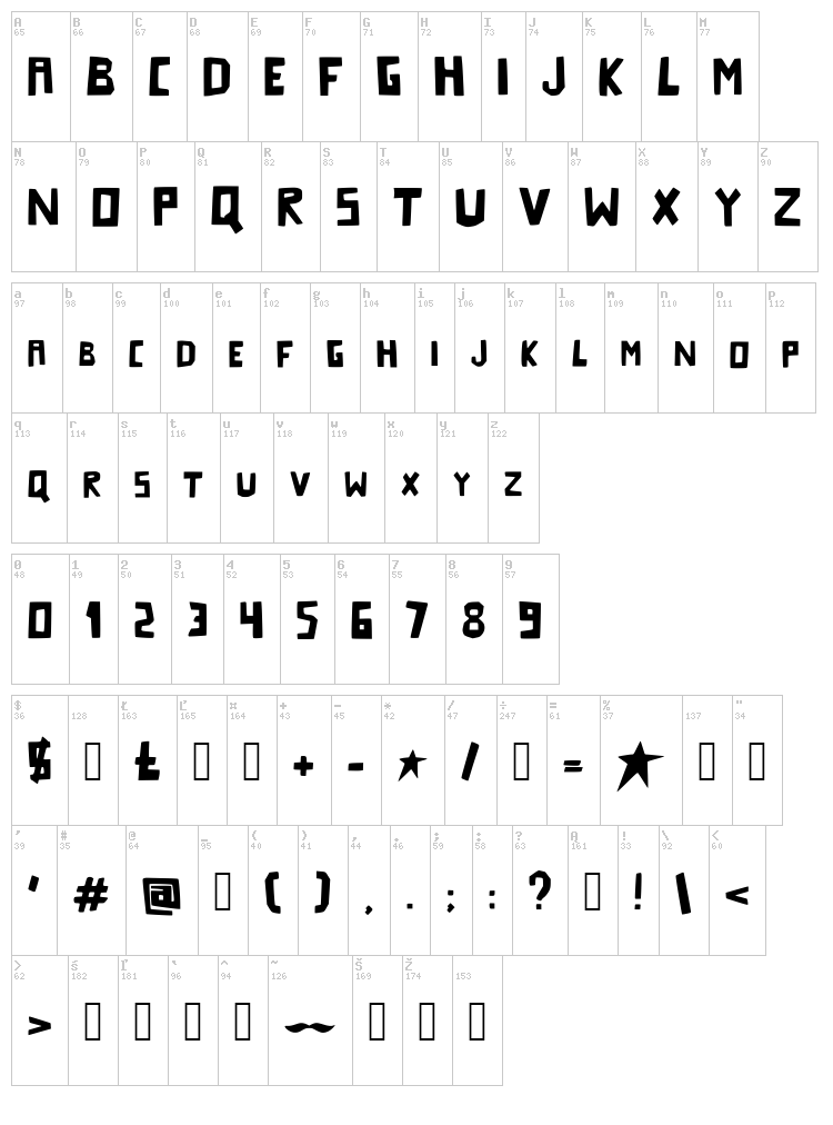 Starcatcher font map