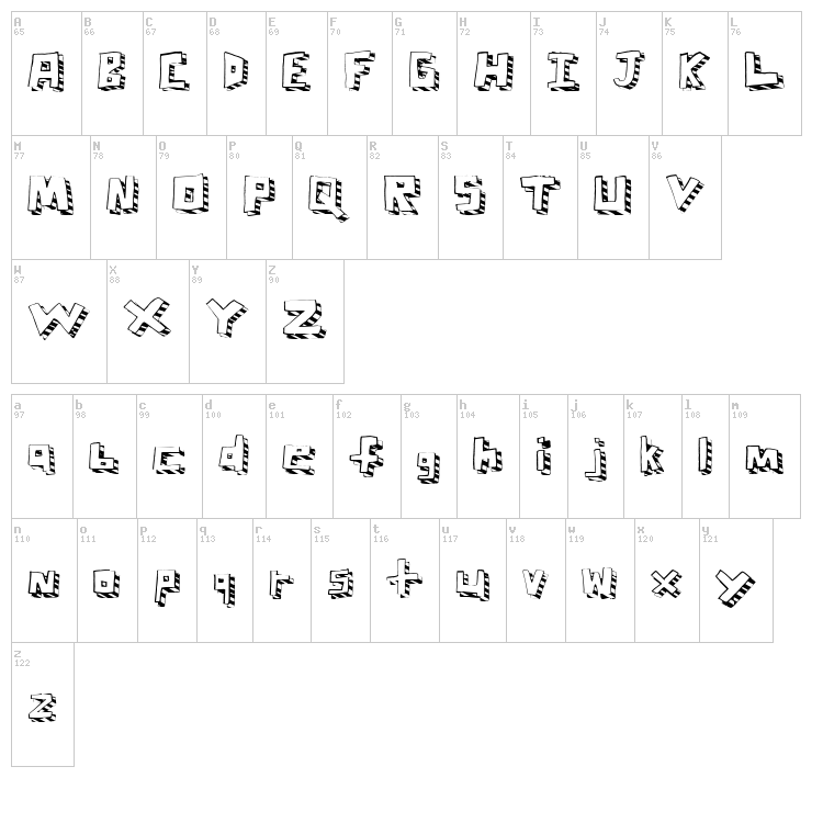 Stripefest font map