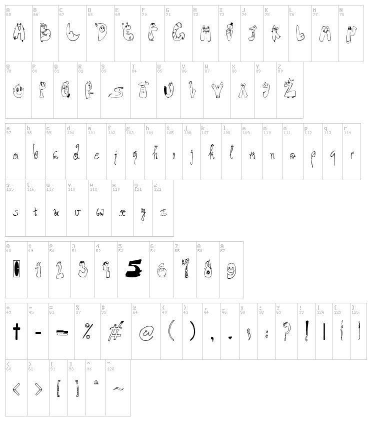 SuperDog 1 font map
