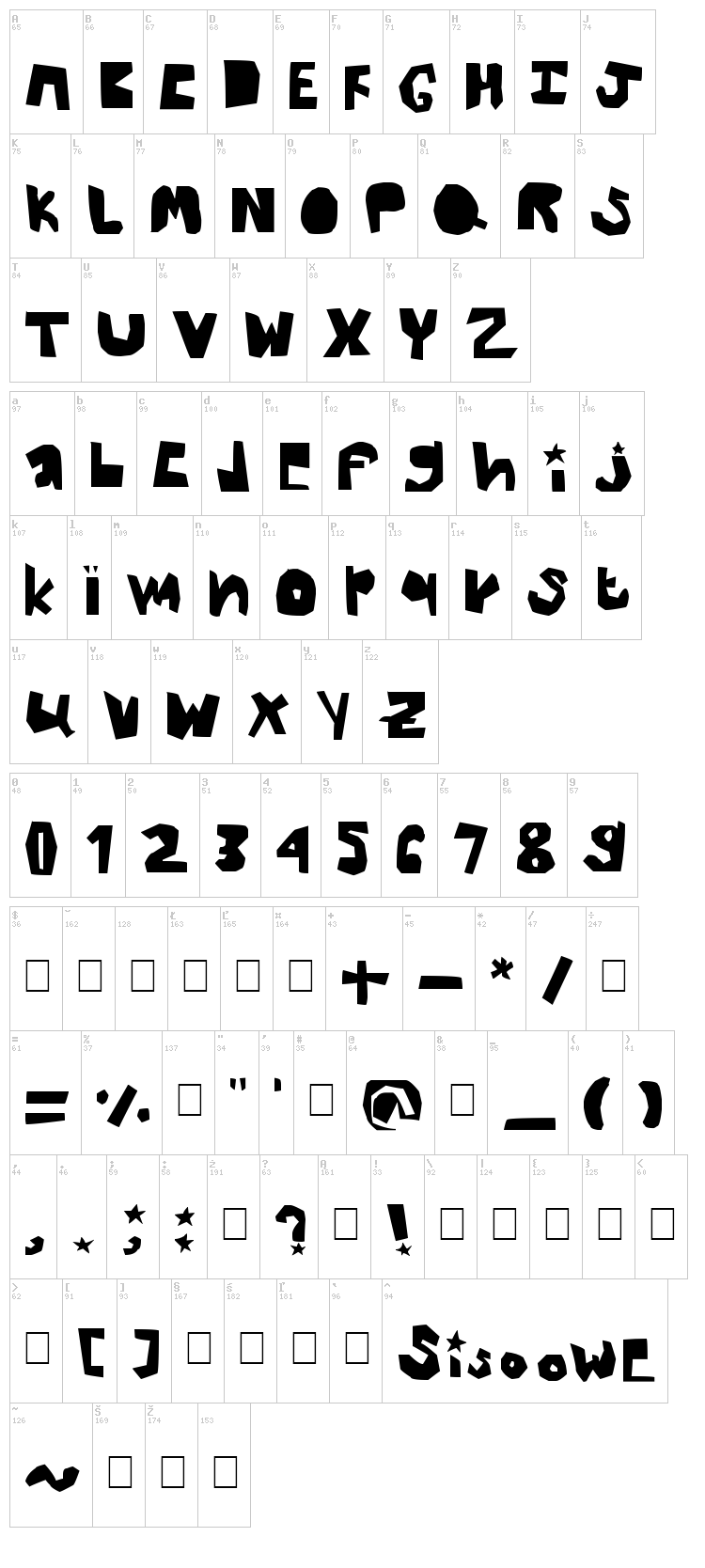 Thick font map