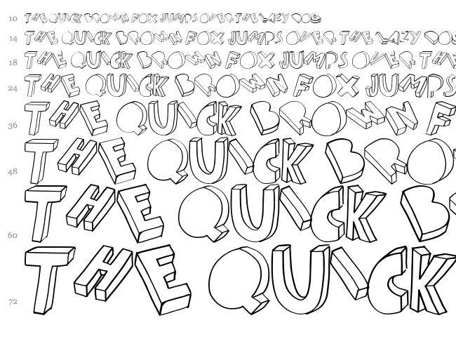 Threed font waterfall