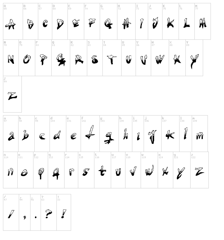 Tired Terrorist font map