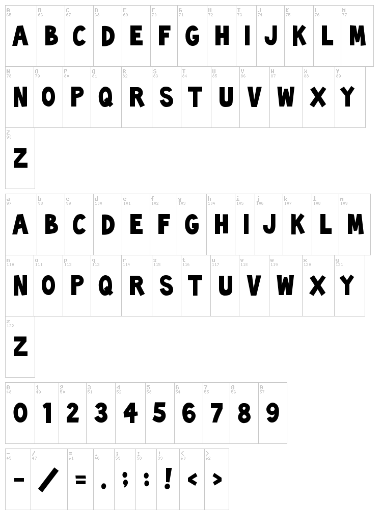 Toonish font map