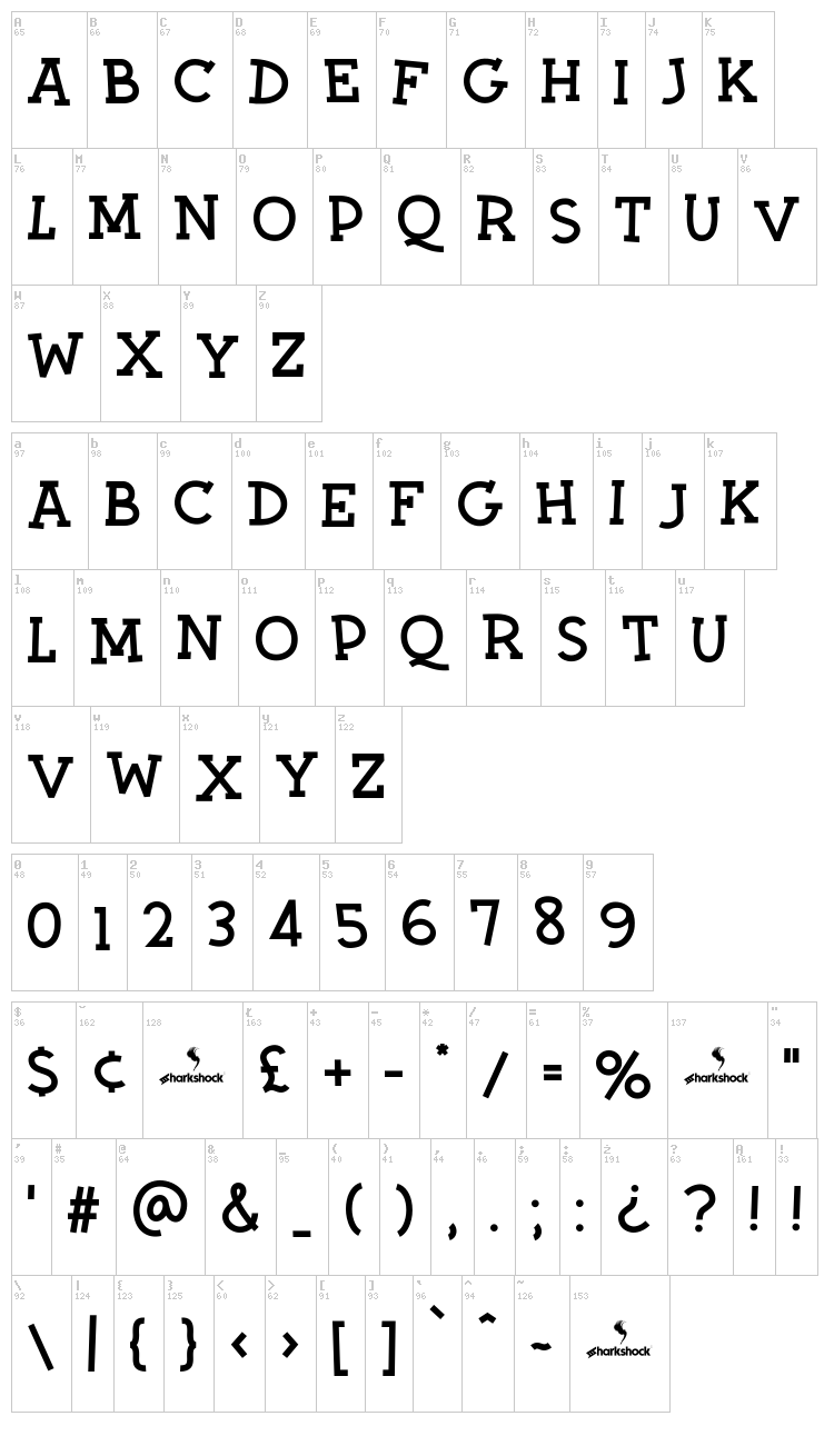Twiddlestix font map