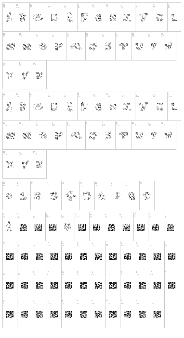 Twinkle Fingers font map
