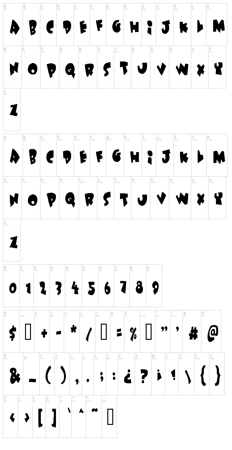 Under Attack font map