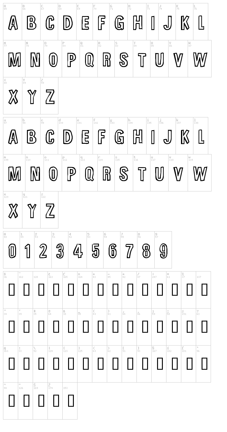 Unfinished Sympahthy font map
