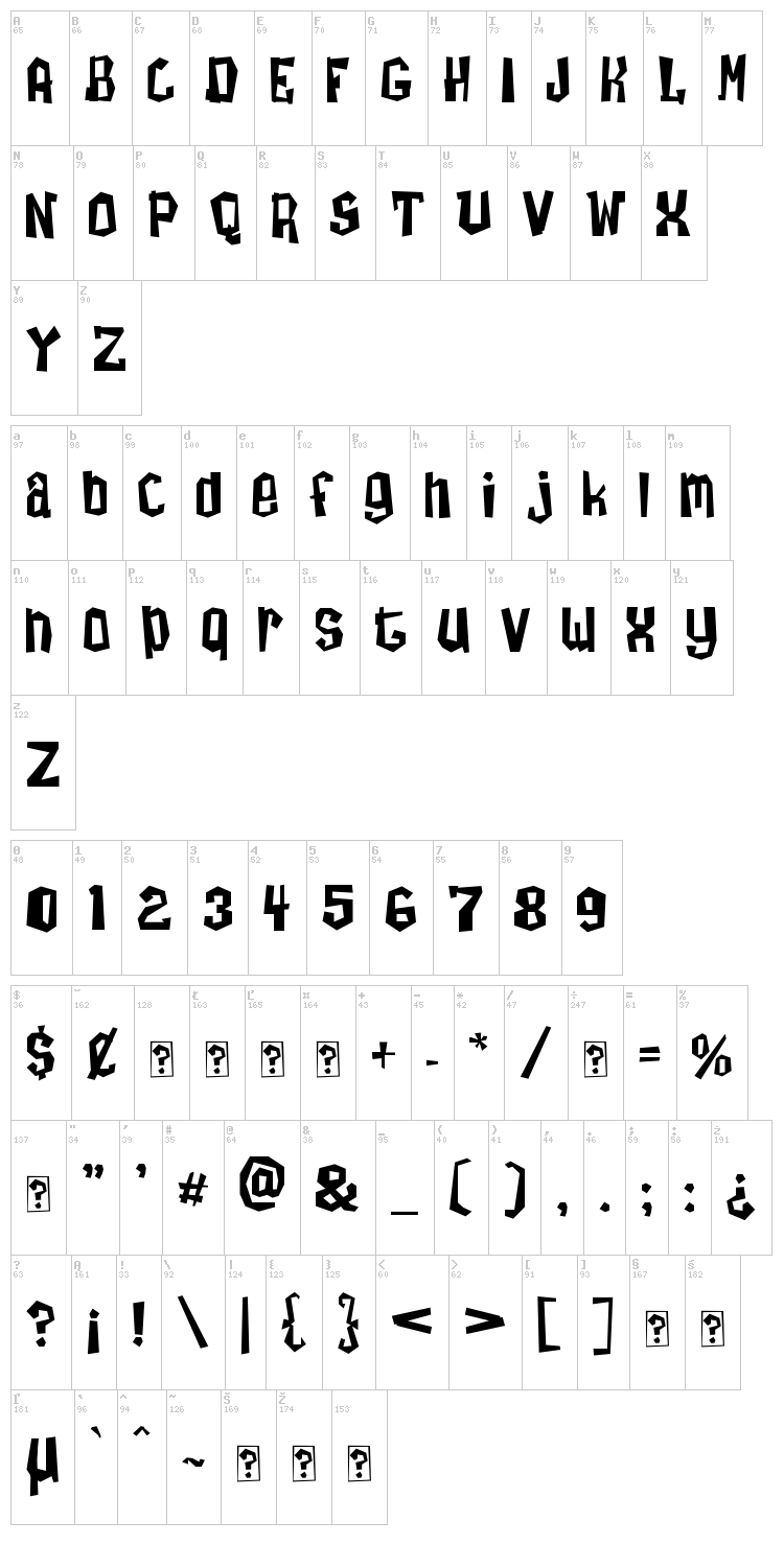 ZombieTai font map