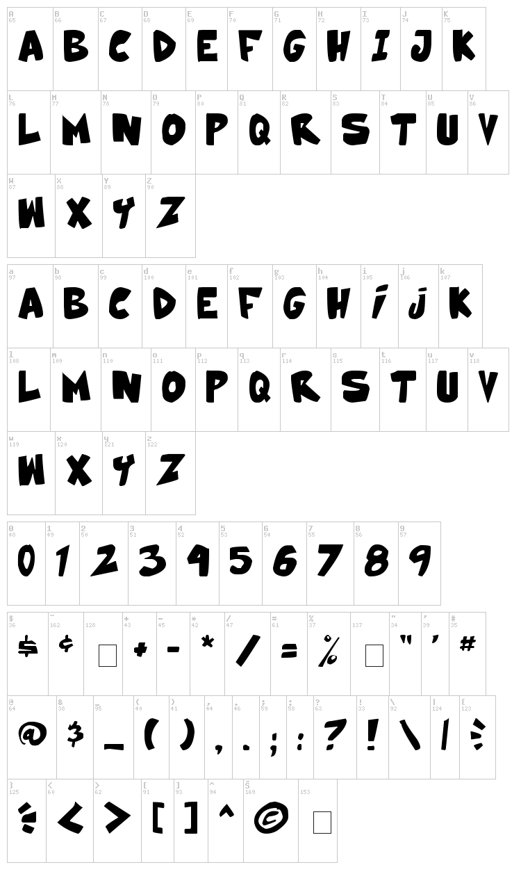 30 Pack Girl font map