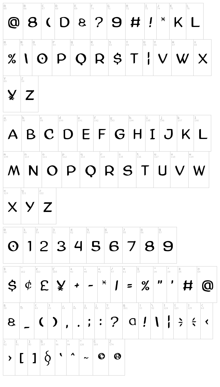 AmazGoDa font map