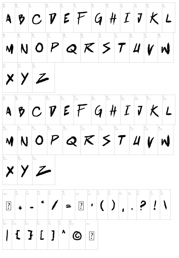 Battle Breath font map