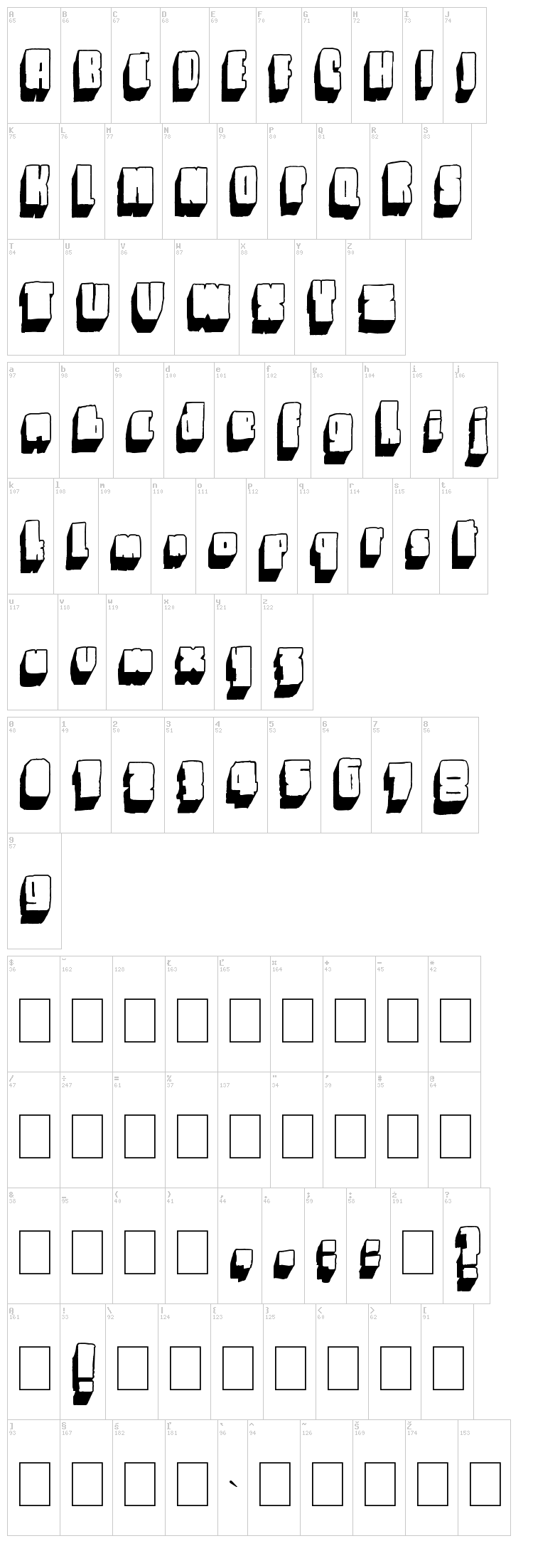 Blck font map