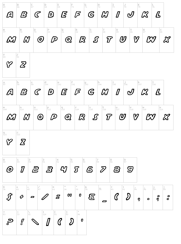 Casper Comics font map