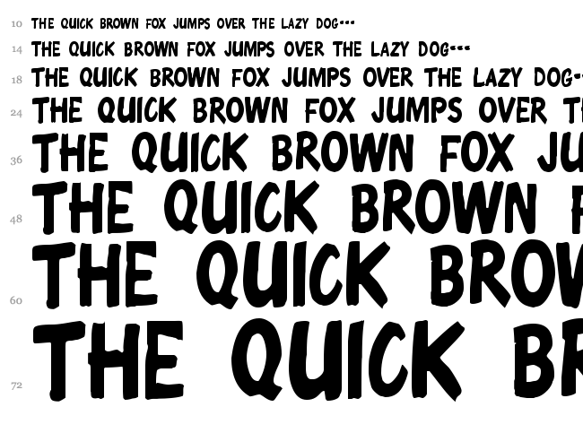 Chunky Comix font waterfall