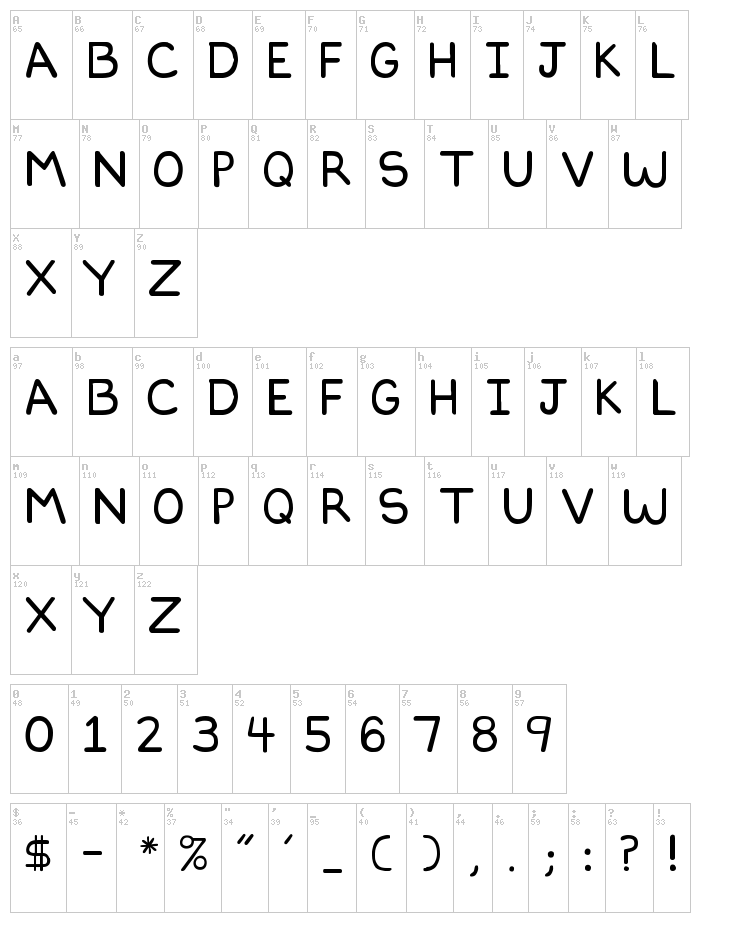 Dilbert font 2 font map