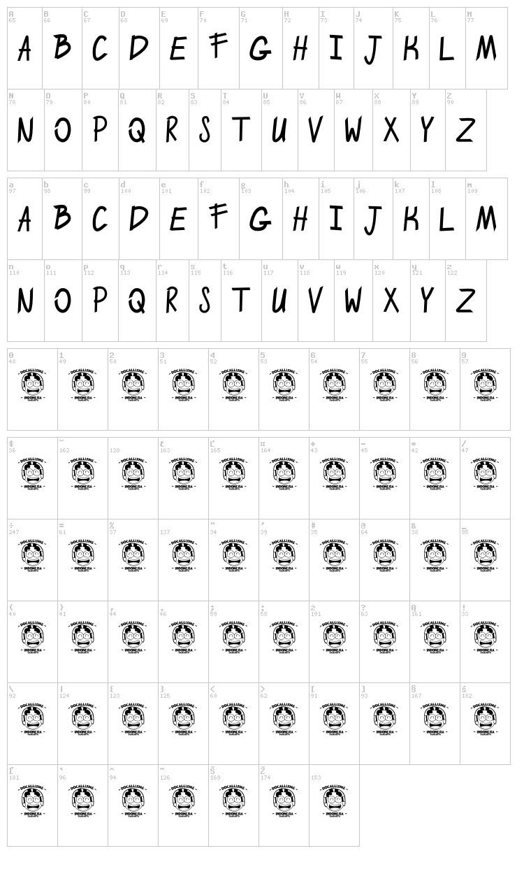 Enjoy Boy font map