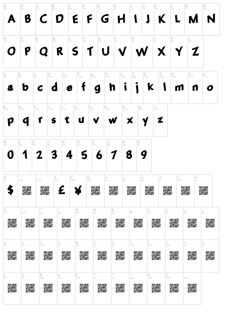 Fantastic Party font map
