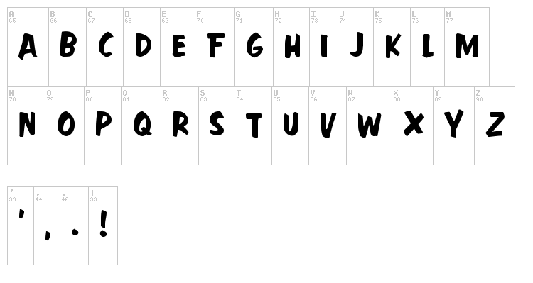 Fast Action font map