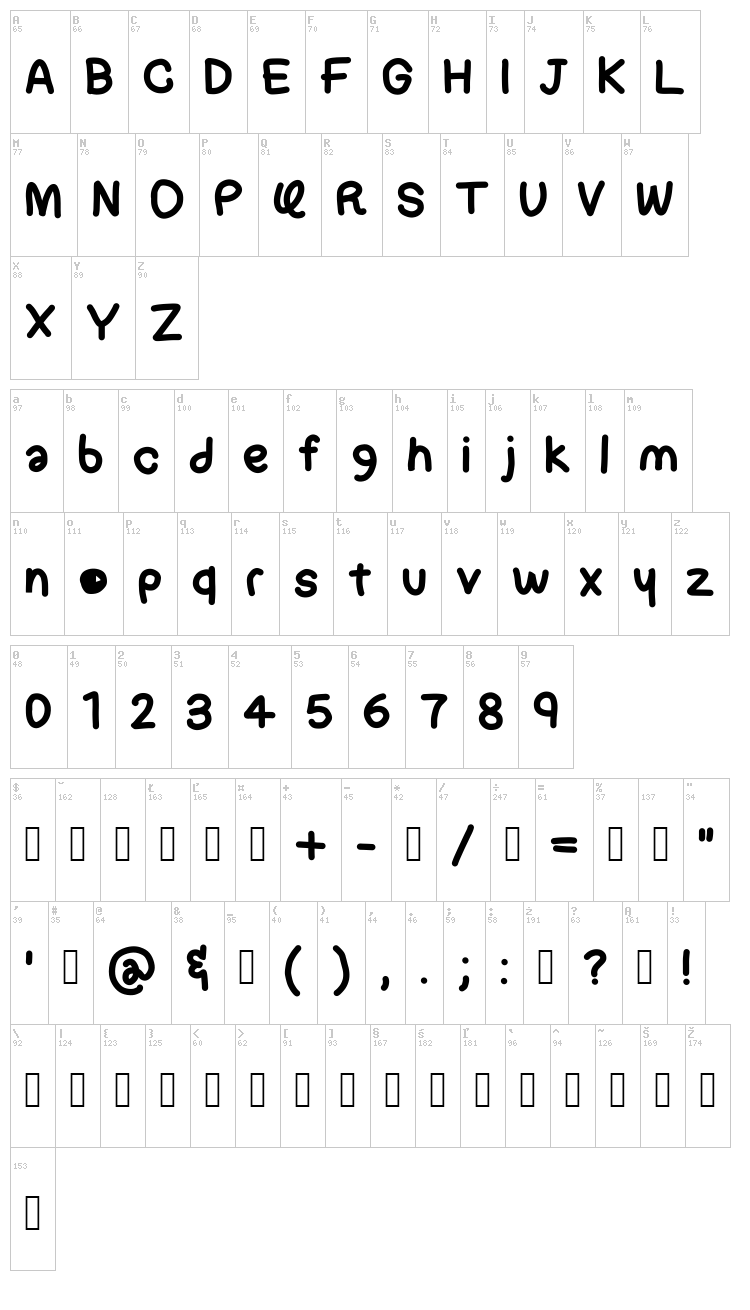 Flubber font map