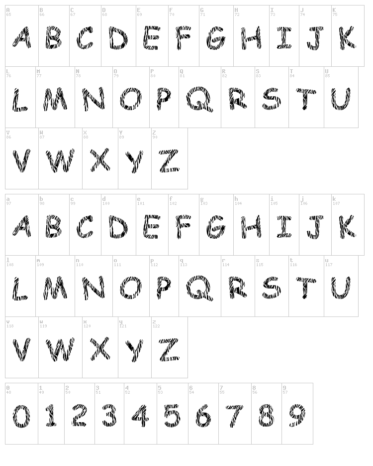 Funny Zebra font map