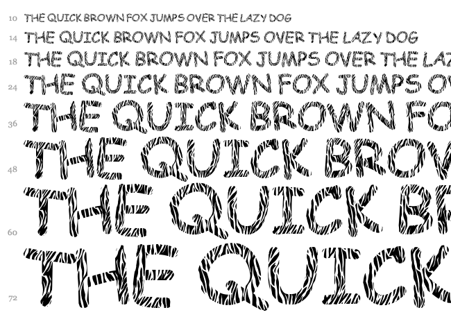 Funny Zebra font waterfall