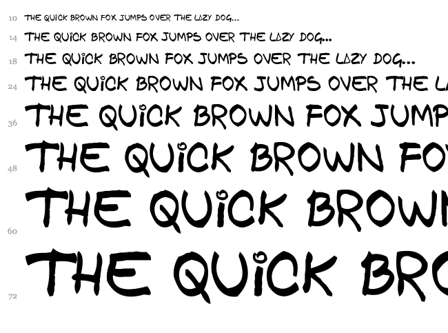 GFAM Comic font waterfall
