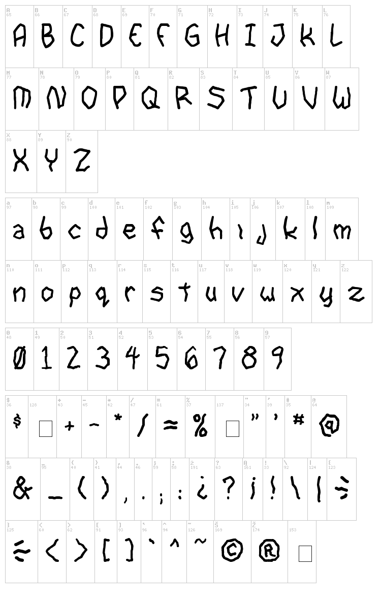 Goon Spectre TBS font map