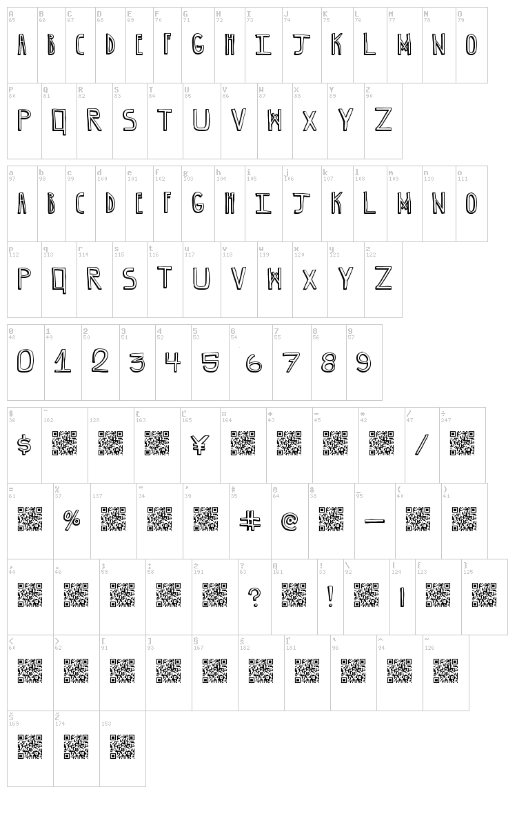 Grape Blaster font map
